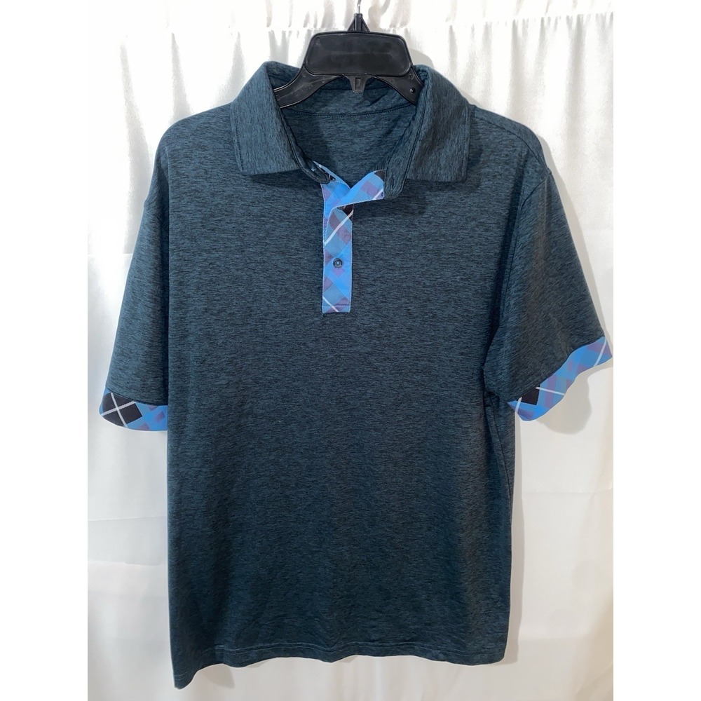 Royal and Awesome Golf Polo Shirt Tartan‎ Trim Performance Mens Large